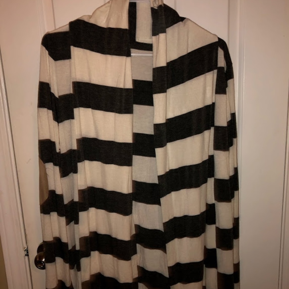 Striped cardigan with elbow patches